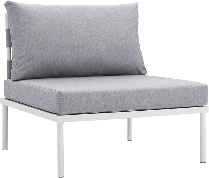 Modway EEI-2600-WHI-GRY Harmony Outdoor Patio Aluminum, Armless Chair, White Gray - Photo 3