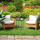 Thyle 2 Pcs Outdoor Side Table with Flower Cutout 13" Metal Small Round Weather Resistant Patio Side Tables for Outside - Photo 2