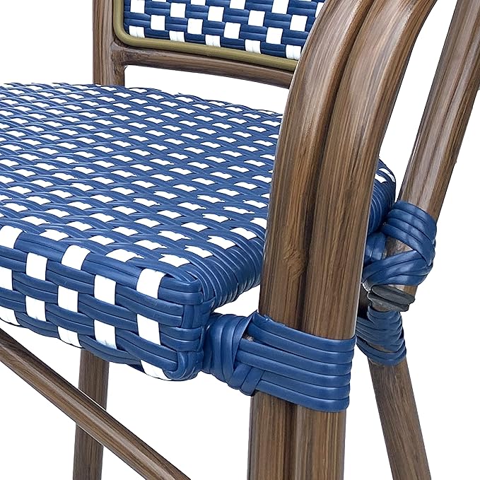 Christopher Knight Home Brianna Bistro Chairs, Navy Blue + White + Brown Wood - Photo 8