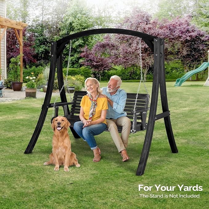 VINGLI Outdoor Wooden Swing Frame, Heavy Duty 1000 LBS A-Frame Swing Stand with Farmhouse Cottage Style - Photo 6