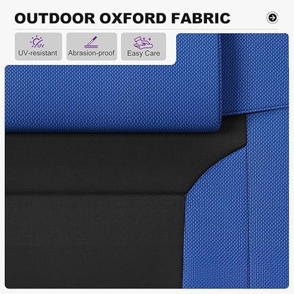 PURPLE LEAF Oversized Outdoor Reclining Chair Set of 2 Patio Zero Gravity Chaise Lounge Folding Chair with Quilted Cushion Adjustable Headrest for Lawn Camping Beach Pool Navy Blue and Black