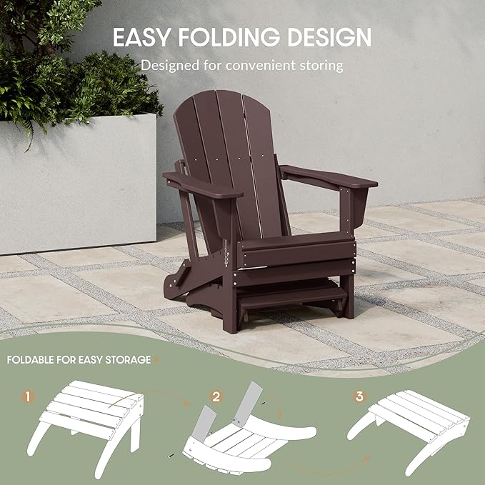 WestinTrends Outdoor Patio Adirondack Ottoman Foot Rest, All Weather Poly Lumber Foot Stool for Adirondack Chair, Widely Used for Outside Porch Pool Lawn Backyard, Dark Brown