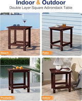 YEFU Outdoor Side Table for Patio: 16" HIPS Weather - Resistant Adirondack Tables Set of 2 - Small Square End Table for - Photo 7