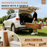 71" Outdoor Solid Wood Folding Bench, Portable Garden Long Narrow Foldable Bench - Photo 6