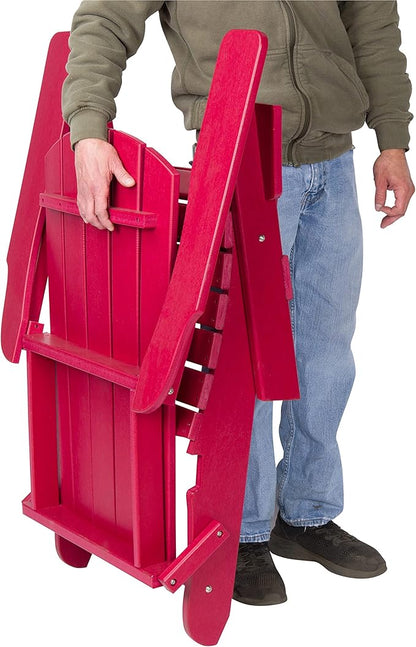 Shine Company Seaside Outdoor Weatherproof Folding Adirondack Chair, Chili Pepper