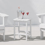 Costaelm 4-Piece Set Outdoor/Patio Poly Adirondack Chairs with a Coffee and a Side Table (2 Seater), White - Photo 9