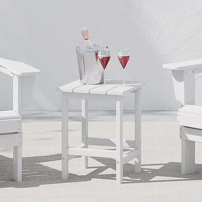 Costaelm 4-Piece Set Outdoor/Patio Poly Adirondack Chairs with a Coffee and a Side Table (2 Seater), White