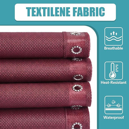 Queekay Chair Replacement Fabric with 4 Bungee Cord Lounge Chair Cloth Mesh Repair Kit for Patio Recliner Outdoor Lawn Pool(63 x 21 Inch,Wine Red)