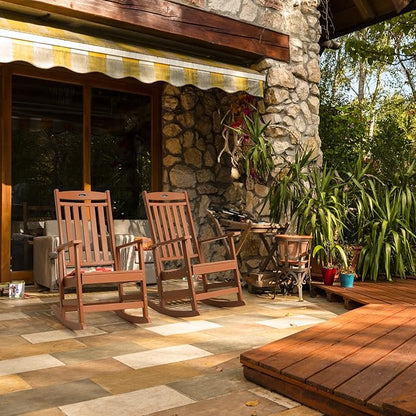FUNBERRY Outdoor Rocking Chairs Set of 2, HDPE All Weather Poly Lumber Rocker, High Back Patio Rockers Easy Assembly
