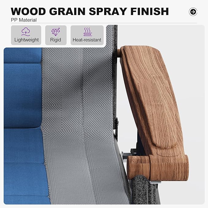 PURPLE LEAF Oversized Outdoor Reclining Chair Patio Zero Gravity Chaise Lounge Folding Chair with Quilted Cushion Adjustable Headrest for Lawn Camping Beach Pool Grey and Navy Blue