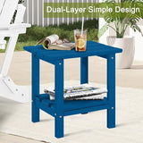 Set 2 Adirondack Outdoor Side Table, 2-Tier Small Patio End Table, Weather Resistant HDPE Outdoor End Tables for Garden - Photo 7