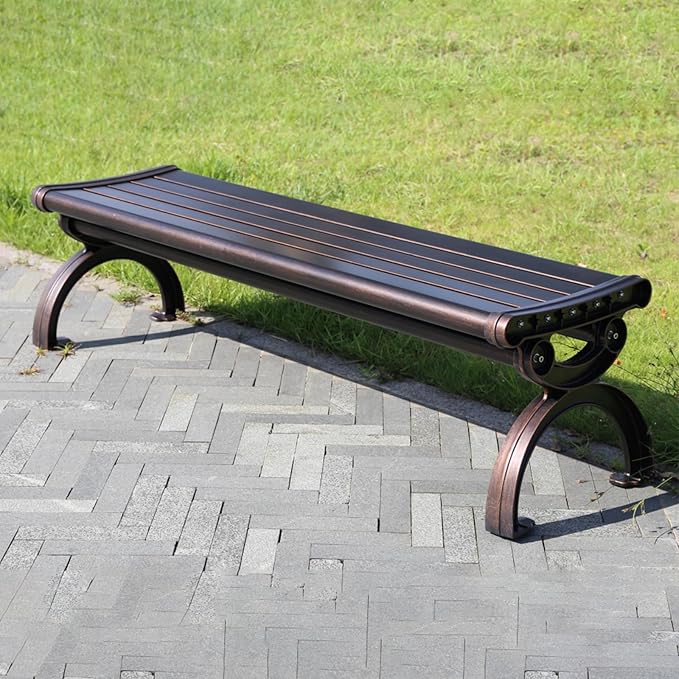 Outdoor Bench Chair Cast Aluminum Garden Bench Patio Bench All-Weather Park Bench for Backyard Porch Lawn - Photo 2