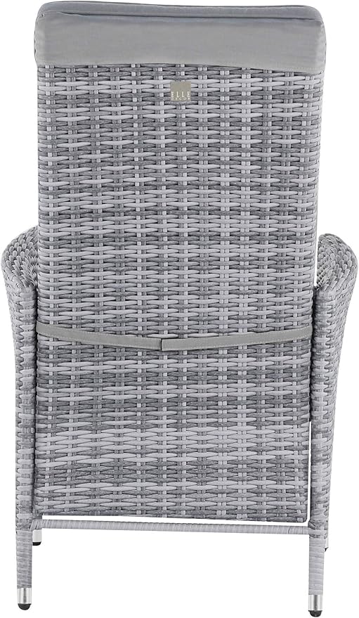 Elle Decor Vallauris Patio Outdoor Furniture Collection Premium All Weather Wicker, 5 Piece Reclining Set, Gray - Photo 7