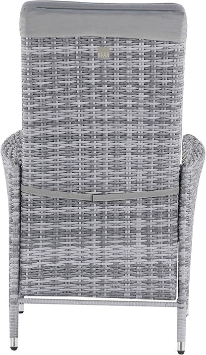 Elle Decor Vallauris Patio Outdoor Furniture Collection Premium All Weather Wicker, 5 Piece Reclining Set, Gray