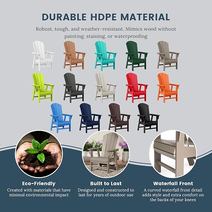 WO WESTIN OUTDOOR HDPE Laguna Adirondack Casual Patio Dining Chair,Weathered Wood