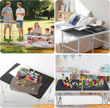 VINGLI 3FT Small Camping Table Adjustable Height Aluminum Folding Table for Picnic Party BBQ - Photo 3