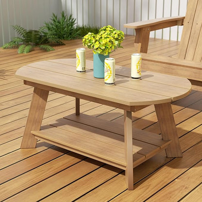 WestinTrends Tuscany Outdoor Coffee Table, All Weather HIPS 2 Tier Patio Adirondack Coffee Table, Teak