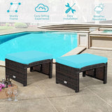 Tangkula 2 Pieces Patio Rattan Ottomans, All Weather Outdoor Footstool Footrest Seat with Soft Cushion, Hidden Zipper - Photo 8