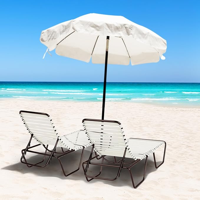 Vinyl Straps for Patio Chair Repair Kit 2'' Wide 20 Ft Long Replacement Straps + 20 Free Rivets for Outdoor Lawn Furniture Chaise Lounge Repair (White)