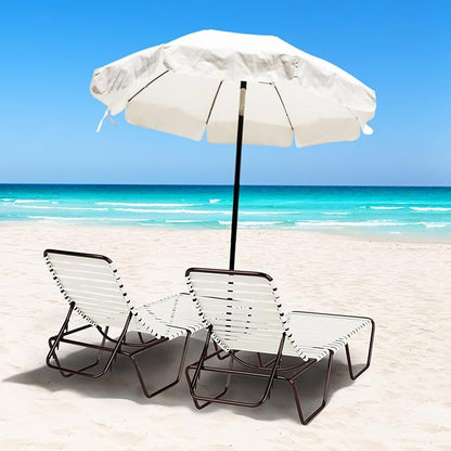 Vinyl Straps for Patio Chair Repair Kit 2'' Wide 20 Ft Long Replacement Straps + 20 Free Rivets for Outdoor Lawn Furniture Chaise Lounge Repair (White)