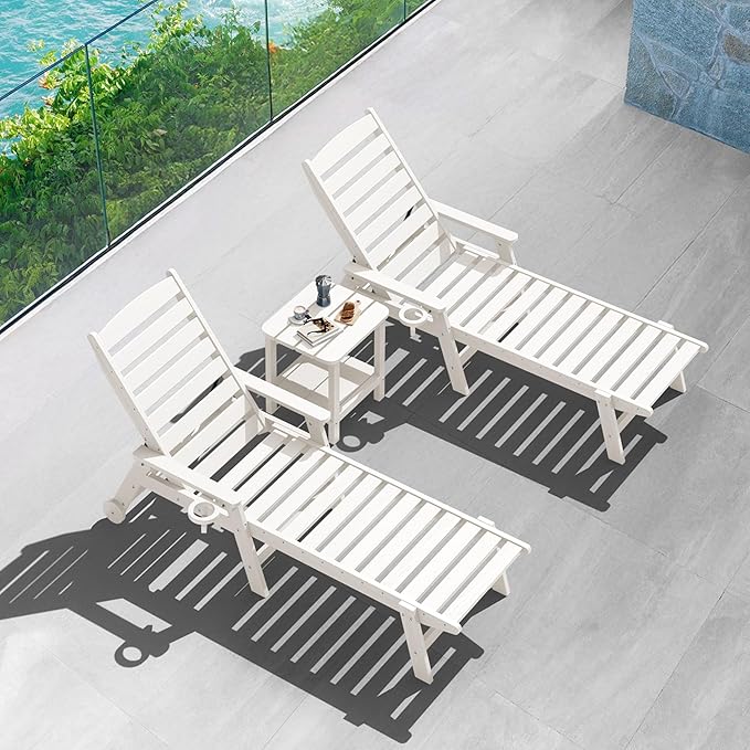 SERWALL Double Adirondack Side Table Set of 6, End Table- White - Photo 5