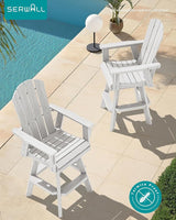 SERWALL Swivel Adirondack Barstools Set of 2, HDPE Outdoor Swivel Bar Chairs Set of 2 for Patio, Poolside, Garden, White - Photo 7