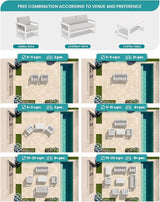 SERWALL HDPE Outdoor Loveseat with Cushions, All Weather Use Outdoor Loveseat Sofa, White Frame/Khaki Cushion - Photo 7