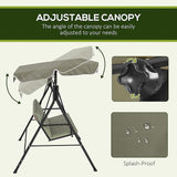 Outsunny 3-Seat Outdoor Patio Swing Chair with Removable Cushion, Steel Frame Stand and Adjustable Tilt Canopy for Patio - Photo 2