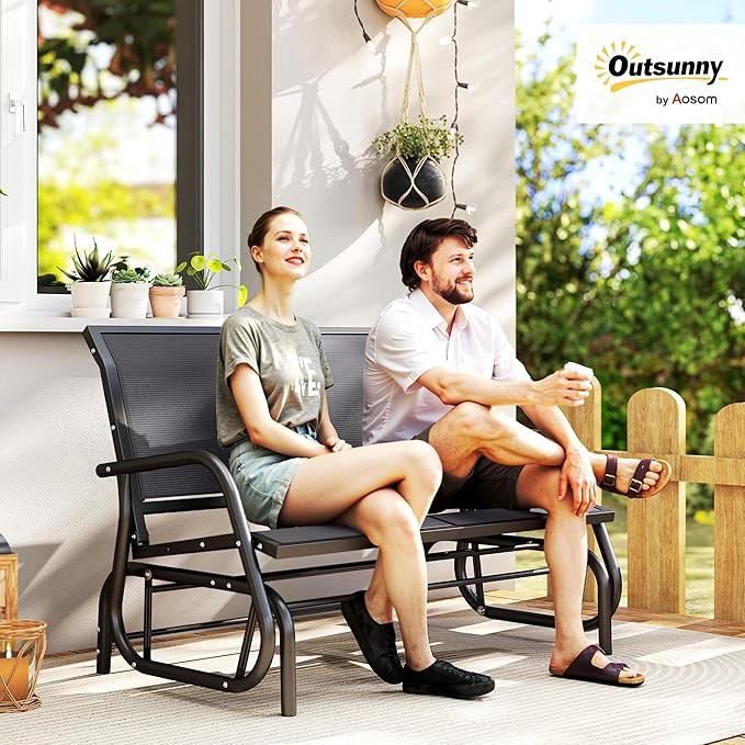 Outsunny 2-Person Outdoor Glider Bench - Photo 2