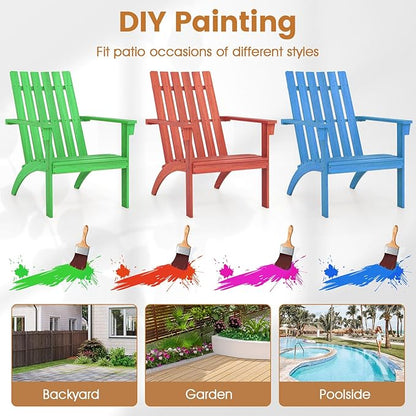 Giantex Adirondack Chairs Set of 2, Acacia Wood Fire Pit Chairs w/Inclined Seat, High Backrest, Ergonomic Outdoor Slatted Patio Chairs for Backyard, Poolside, Lawn, Porch