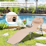 GYMAX Tanning Chair, Folding Lounger with Face/Arm Holes, Carry Handles & Side Pocket - Photo 3