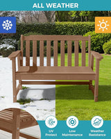 Outdoor Bench, 2-Person HDPE Garden Bench, All Weather Poly Patio Bench for Outdoors, Garden, Backyard, Porch and Park - Photo 6