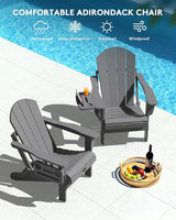 SERWALL Folding Adirondack Chair, Patio Adirondack Chairs with 4 in 1 Cup Holder - Photo 9