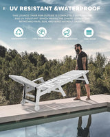 SERWALL Patio Chaise Lounge Chair Set of 2, 78'' Long 5-Positions Adjustable HDPE Outdoor Lounger for Pool - Photo 5