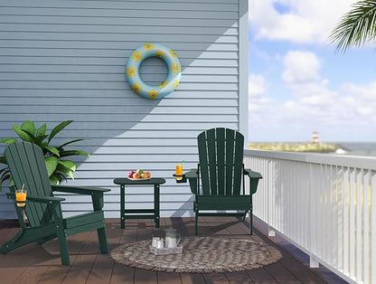 Oversized Folding Adirondack Chair - HDPE All-Weather Outdoor Chair with Cup Holder, 380LB Weight Capacity, UV Protected, Green