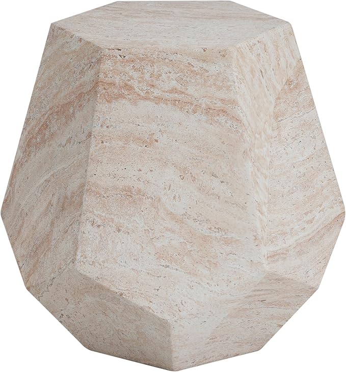 Outdoor Side Table Faux Marble End Table Faux Stone Side Tables Travertine Small Coffee Tables for Indoor Outdoor - Photo 3