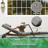 Outsunny Wicker Chaise Lounge Chair Outdoor Set of 2, 5-Position Adjustable Reclining Pool Lounge Chairs with Wheels - Photo 6