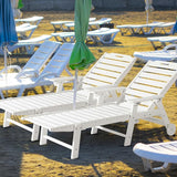 VINGLI HDPE Outdoor Chaise Lounge Chair Set of 2 with Wheels, Patio Lounge Chairs with 5-Position Adjustable Backrest - Photo 1