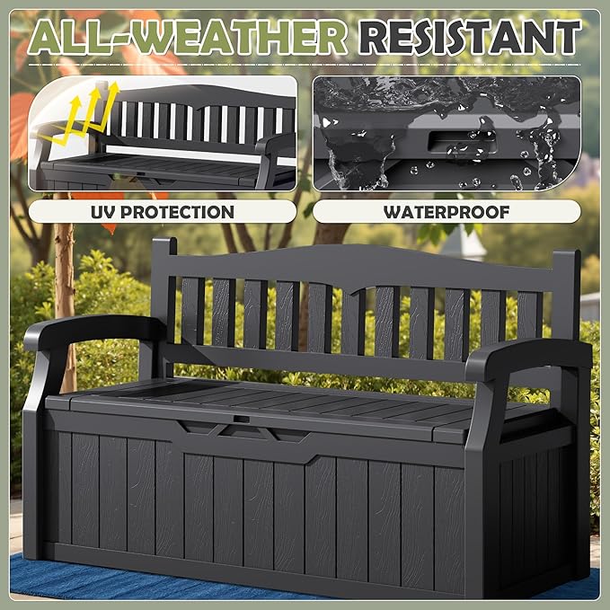 Homall 75 Gallon Outdoor Storage Benches Lockable Deck Box with Waterproof and UV Resistant - Photo 5