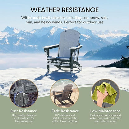 WestinTrends Malibu 4-Piece Set Outdoor Folding Poly Adirondack Chair, Gray
