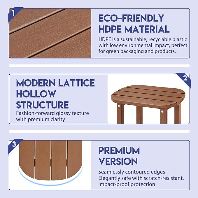LZRS Outdoor Side Table - 2-Tier Adirondack HDPE Patio End Table for Pool, Porch, Balcony & Backyard - Photo 6