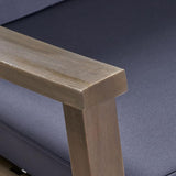 Outdoor Rocking Chair with Armrests and Cushions, Acacia Wood Structure, for Garden, Patio or Balcony, Dark Grey - Photo 8