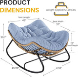 Oversized Papasan Rocking Chair Outdoor, Comfy Wicker Patio Papasan Egg Rocker with Thick Cushion for 450 lbs - Photo 2