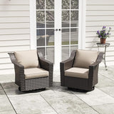 Patio 2 Pieces Wicker Swivel Chairs Set of 2，Outdoor PE Rattan Rocking Glider Armchairs - Photo 4