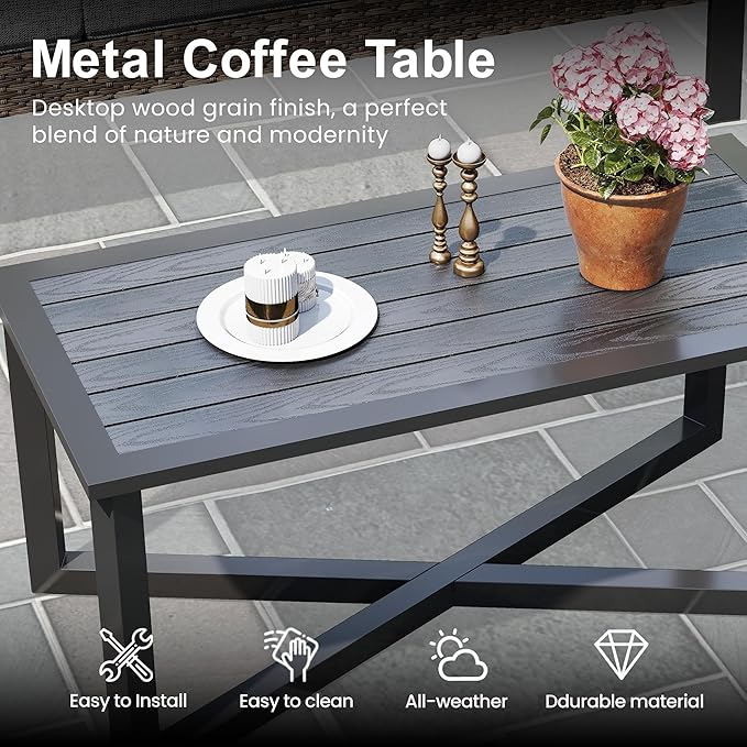 Green4ever Outdoor Furniture, 2 Pieces Patio Furniture Set with Coffee Table, Wicker Outdoor Couch with Cushions - Photo 3