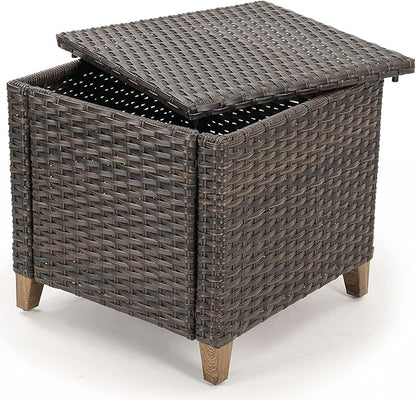Grand patio Outdoor Furniture, Patio Wicker Sectional Sofa Modular Furniture Set Single Sofa with Thick Cushions for Deck Porch Poolside Garden (Side Table)