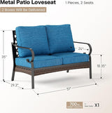 Metal Patio Furniture Loveseat with 5.75" Extra Thick Waterproof Cushion - Photo 2