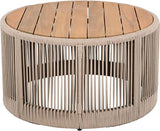 Round Rattan Coffee Table, Wood Outdoor Coffee Table, Rustic Patio Table Weather-Resistant Outdoor Furniture, for Garden - Photo 9
