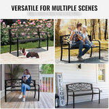 Happybuy 50-Inch Metal Outdoor Garden Bench, 550 lbs Load Capacity, Patio Bench with Backrest & Armrests - Photo 7