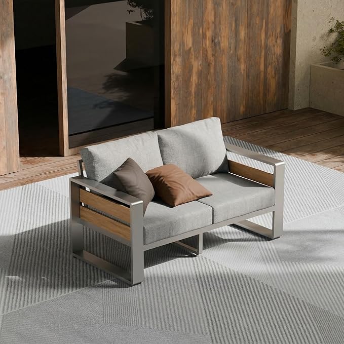 ZANDOR Outside Aluminum Lawn Furniture - 1 Pcs Loveseat - Photo 1